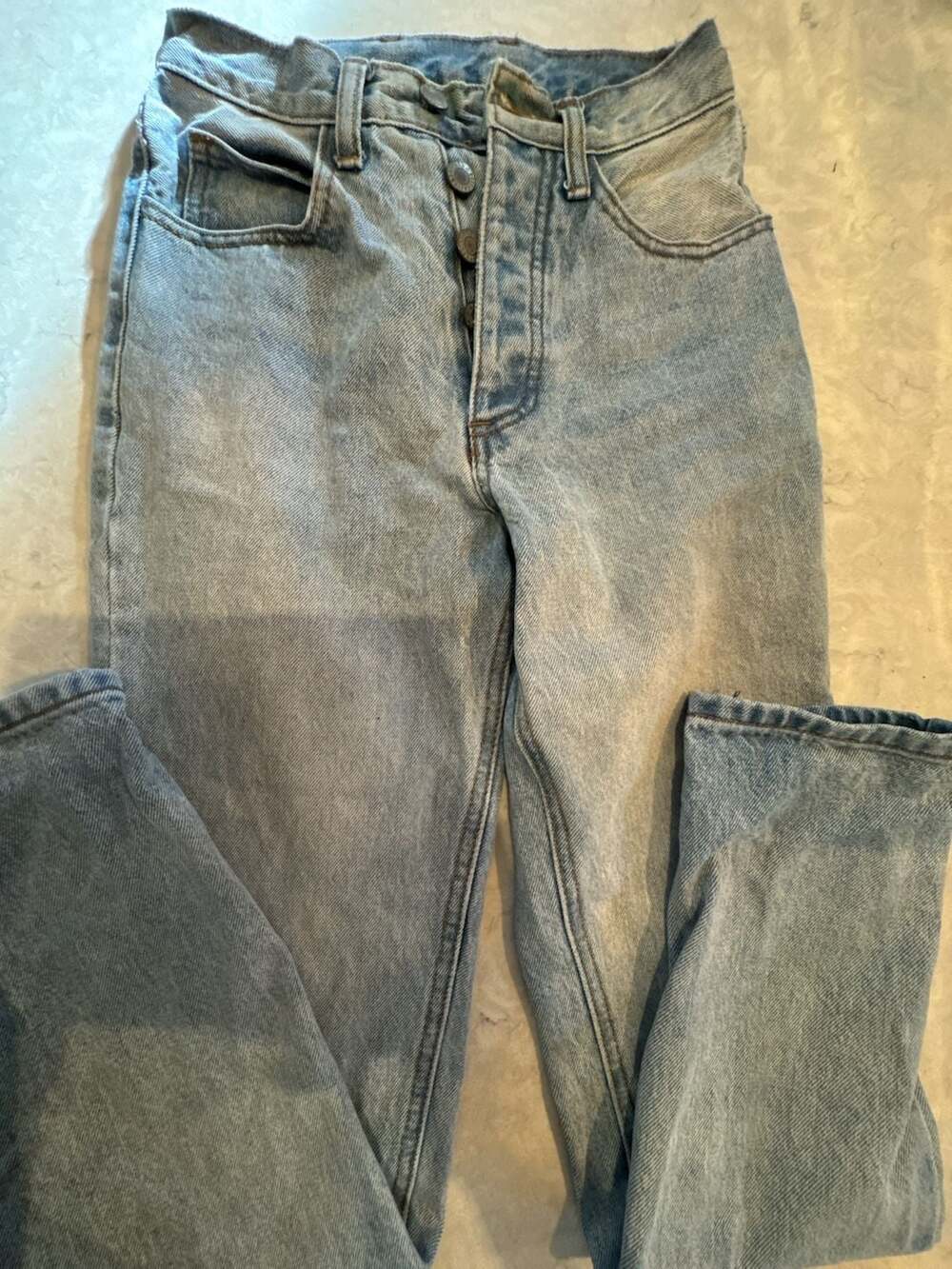 J.Galt Women's Light Blue Wash Button Fly Straight Jeans XS